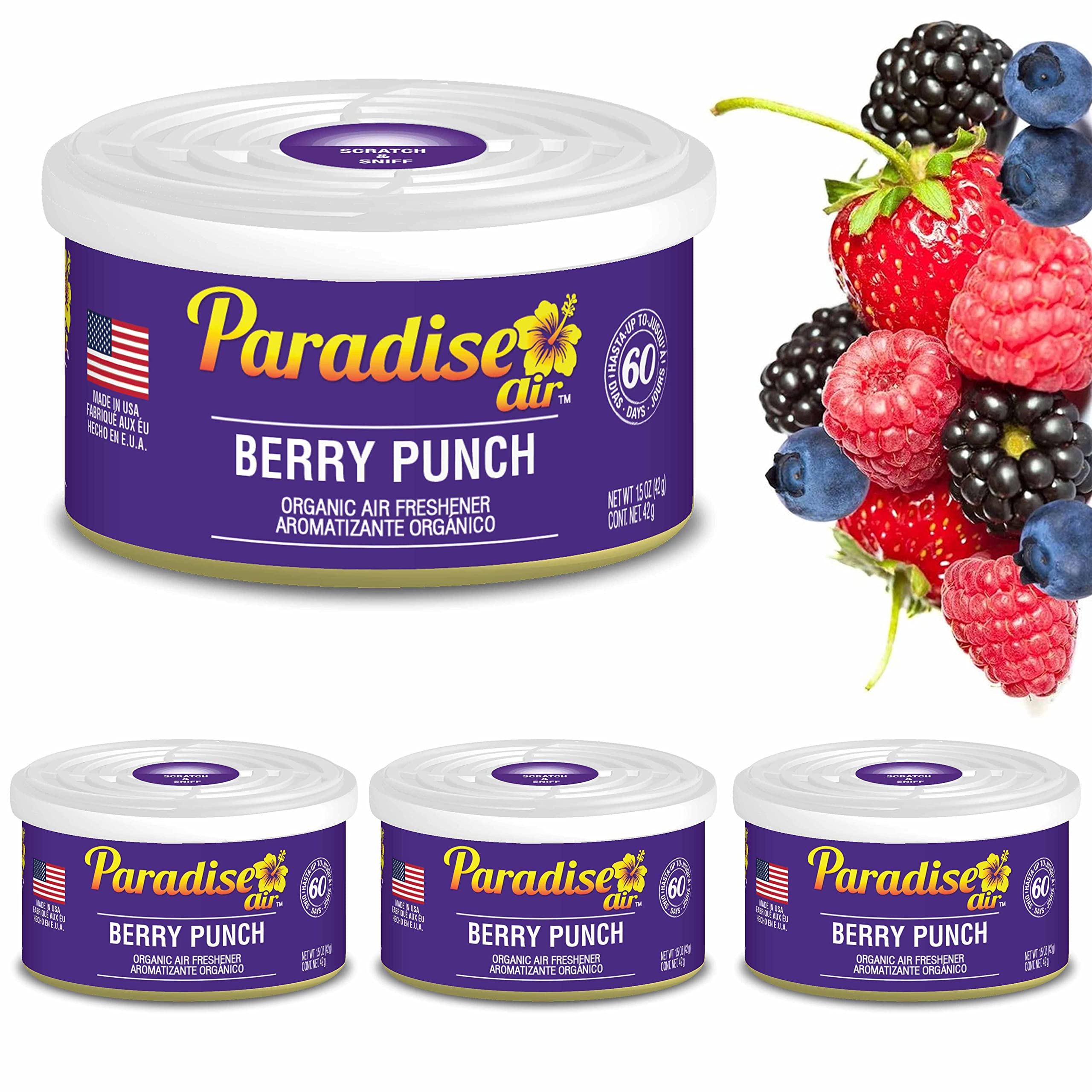 Amazon.com: 4 Pc Paradise Organic Air Freshener Berry Punch Scent